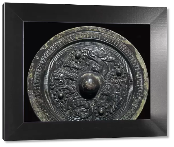 Chinese bronze mirror with figures of the Taoist gods, 2nd century