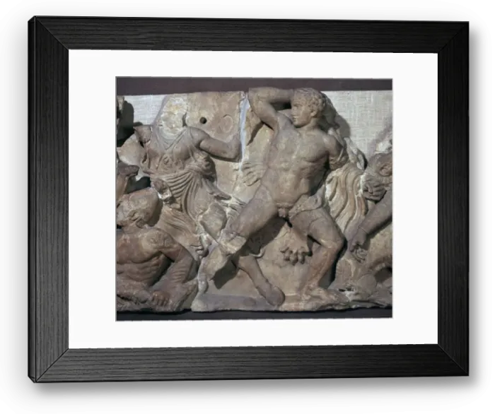 Framed Print : Detail from the frieze in the cella of the temple of Apollo at Bassae, 5th century BC Framed Print : Detail from the frieze in the cella of the temple of Apollo at Bassae, 5th century BC