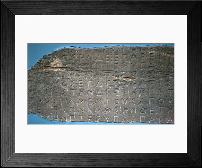 Framed Print : Example of early Greek script describing the flight of birds Framed Print : Example of early Greek script describing the flight of birds