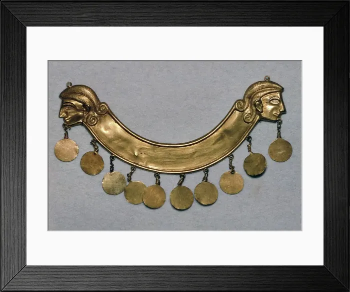 Framed Print : Gold pectoral from the Aegina treasure, 17th century BC Framed Print : Gold pectoral from the Aegina treasure, 17th century BC