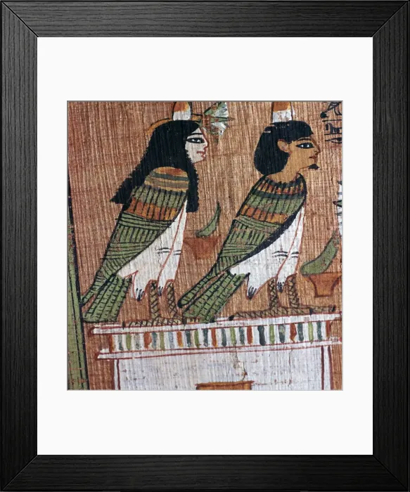 Framed Print : Egyptian papyrus depicting two soul-birds (Bas), 13th century BC Framed Print : Egyptian papyrus depicting two soul-birds (Bas), 13th century BC