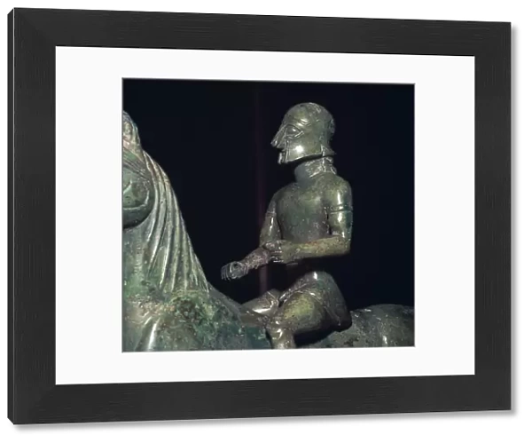 Detail of a Greek bronze of a horseman