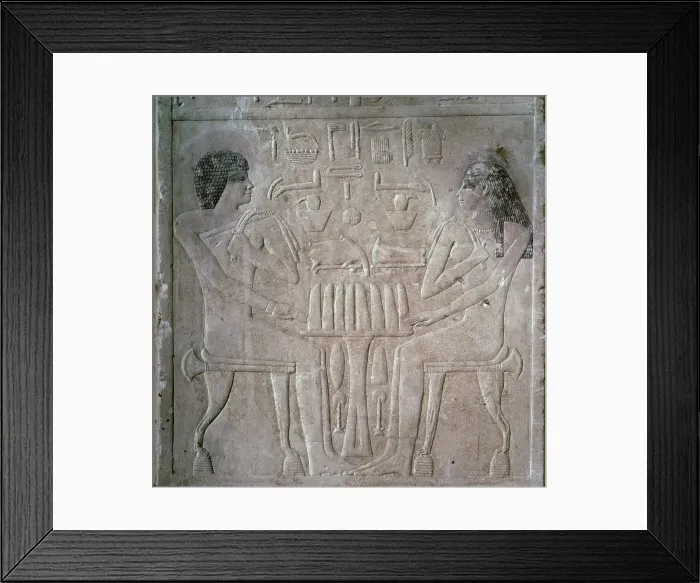 Framed Print : Egyptian funerary stele of a Royal Priest and his wife Framed Print : Egyptian funerary stele of a Royal Priest and his wife