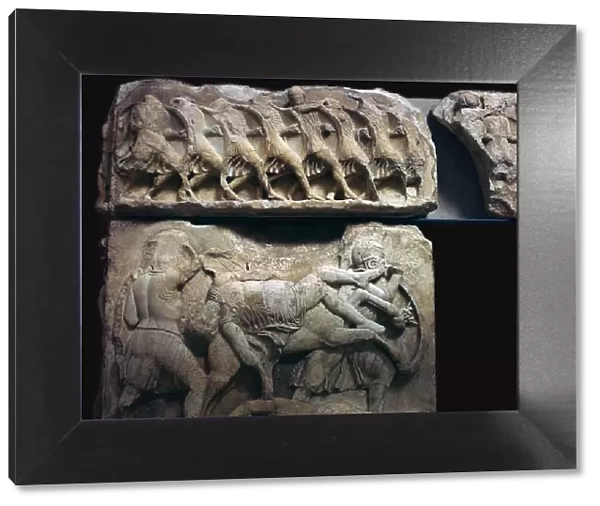 Frieze of Greek warriors in battle, 5th century BC