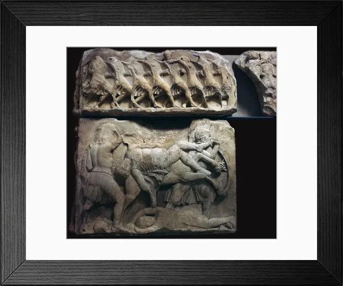 Framed Print : Frieze of Greek warriors in battle, 5th century BC Framed Print : Frieze of Greek warriors in battle, 5th century BC