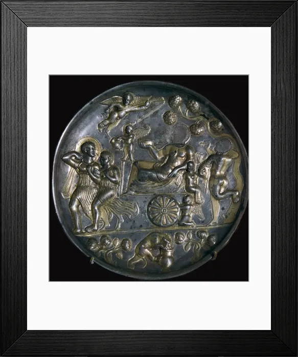 Framed Print : Parthian silver dish showing Dionysus with Ariadne Framed Print : Parthian silver dish showing Dionysus with Ariadne