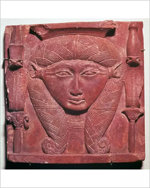 Faience head of the Egyptian goddess Hathor
