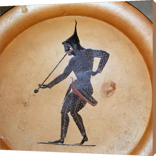 Greek painting of a Scythian archer blowing a trumpet, 6th century BC