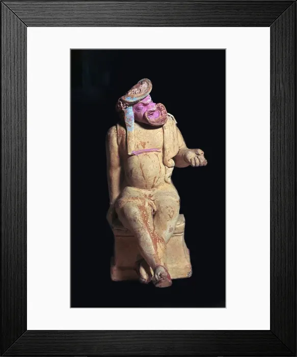 Framed Print : Greek terracotta vessel of a comic actor, 2nd century BC Framed Print : Greek terracotta vessel of a comic actor, 2nd century BC
