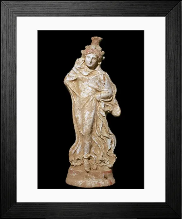 Framed Print : Greek terracotta of a woman in a flowing dress Framed Print : Greek terracotta of a woman in a flowing dress