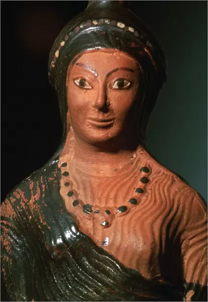 Greek terracotta scent bottle in the shape of a female bust