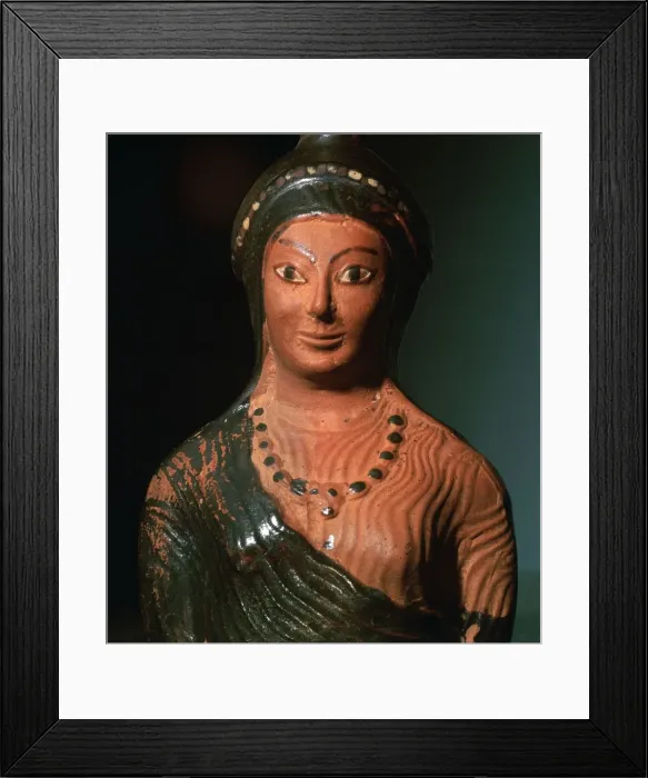 Framed Print : Greek terracotta scent bottle in the shape of a female bust Framed Print : Greek terracotta scent bottle in the shape of a female bust