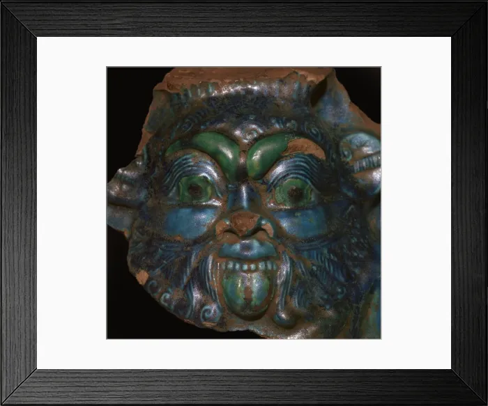 Framed Print : Egyptian faience head of Bes Framed Print : Egyptian faience head of Bes