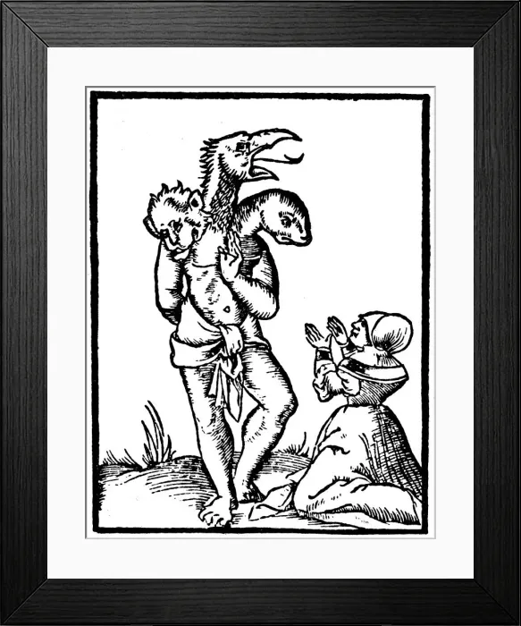 Framed Print : Witch summoning up a monster, 1544 Framed Print : Witch summoning up a monster, 1544