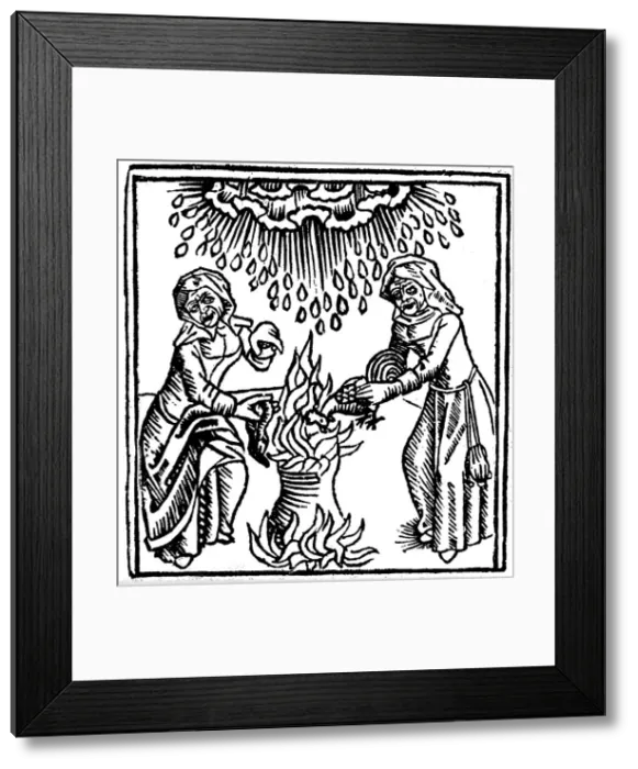 Framed Print : Witches casting a spell to bring rain, 1489 Framed Print : Witches casting a spell to bring rain, 1489