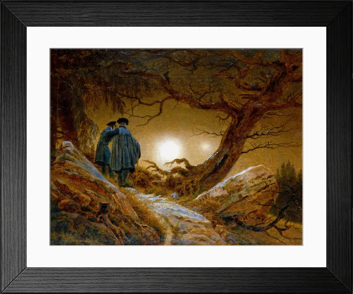 Framed Print : Two Men Contemplating the Moon, c1825-1830. Artist: Caspar David Friedrich Framed Print : Two Men Contemplating the Moon, c1825-1830. Artist: Caspar David Friedrich