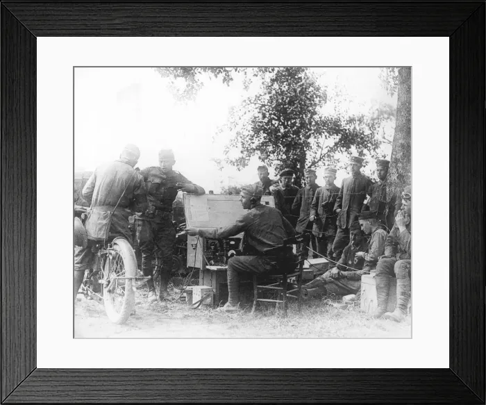 Framed Print : United States Army Signal Corps in France operating a field radio station, July 1918 Framed Print : United States Army Signal Corps in France operating a field radio station, July 1918