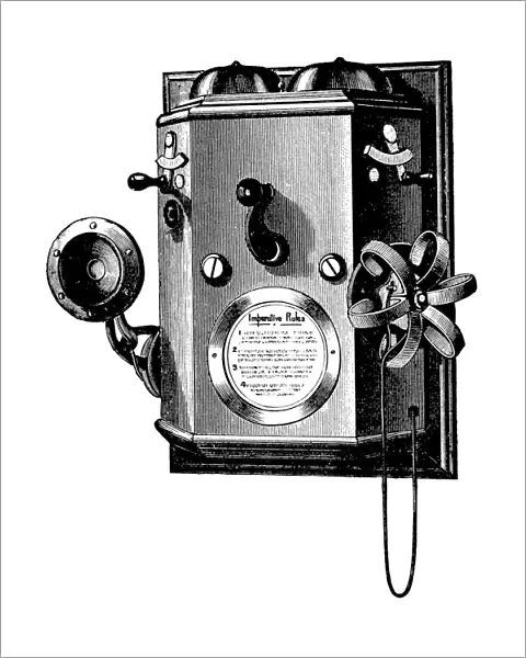 Edison telephone in a wall-mounted box, New York, 1890