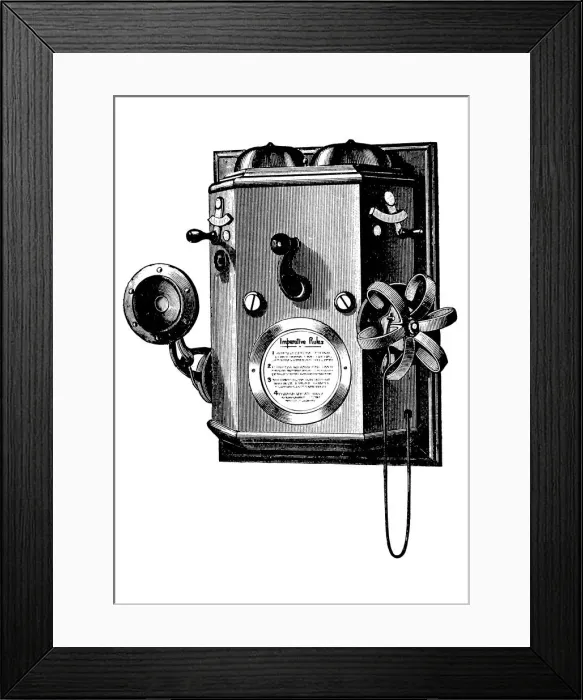 Framed Print : Edison telephone in a wall-mounted box, New York, 1890 Framed Print : Edison telephone in a wall-mounted box, New York, 1890
