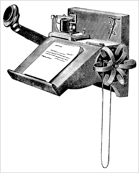 Wall-mounted Edison carbon telephone with pony-crown receiver, New York, 1879