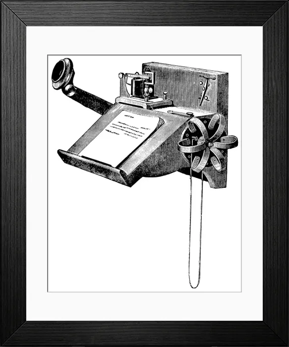 Framed Print : Wall-mounted Edison carbon telephone with pony-crown receiver, New York, 1879 Framed Print : Wall-mounted Edison carbon telephone with pony-crown receiver, New York, 1879