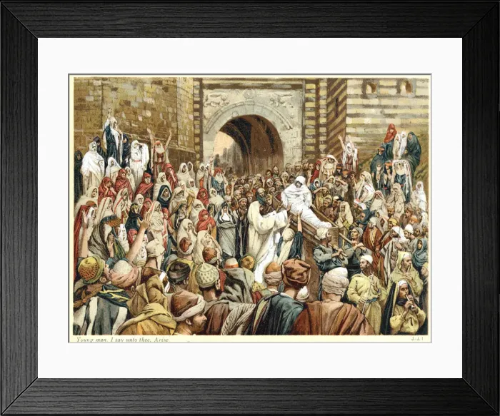Framed Print : Jesus raising the widows son at Nain, c1890. Artist: James Tissot Framed Print : Jesus raising the widows son at Nain, c1890. Artist: James Tissot