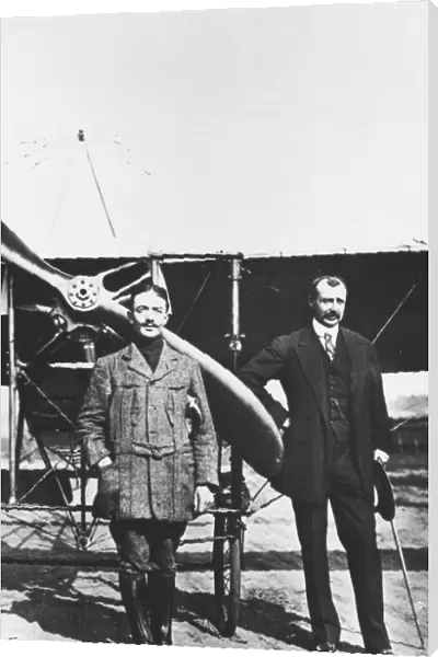Louis Bleriot (right) 1872-1936, French aviator and the French air ace Adolphe Pegoud