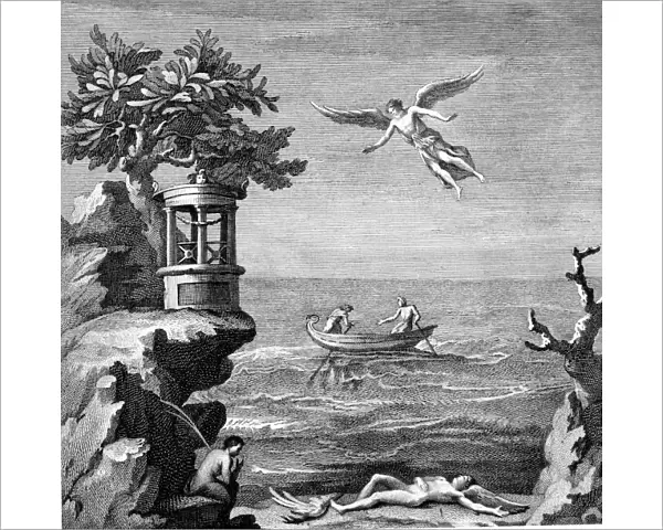Death of Icarus, 18th century engraving