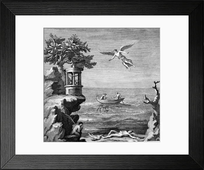 Framed Print : Death of Icarus, 18th century engraving Framed Print : Death of Icarus, 18th century engraving