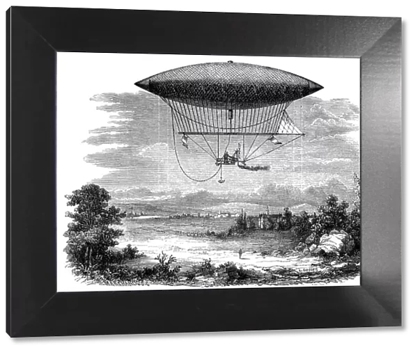 Henri Giffards steam powered steerable (dirigible) airship, 1852