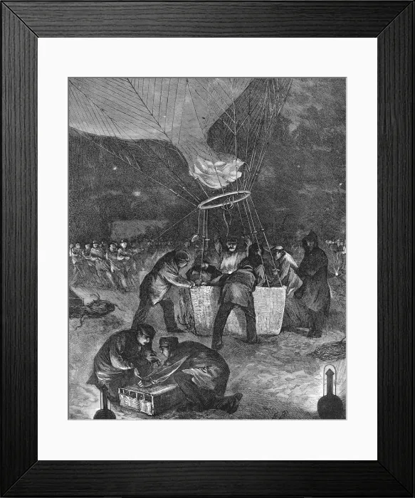 Framed Print : Balloon ascent at night from Gare du Nord, Paris, Franco-Prussian War Framed Print : Balloon ascent at night from Gare du Nord, Paris, Franco-Prussian War
