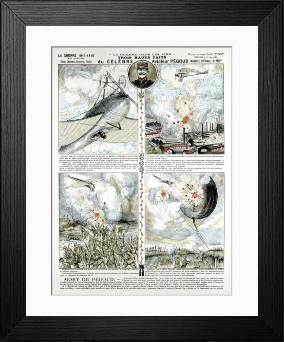 Framed Print : Broadsheet showing Exploits of French air ace Adolphe Pegoud Framed Print : Broadsheet showing Exploits of French air ace Adolphe Pegoud