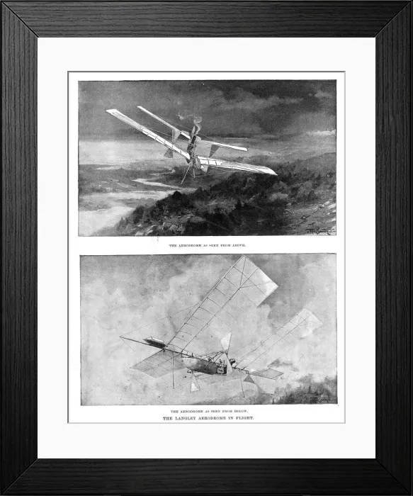 Framed Print : SP Langleys steam-powered model plane Aerodrome viewed from above and below, 1902 Framed Print : SP Langleys steam-powered model plane Aerodrome viewed from above and below, 1902