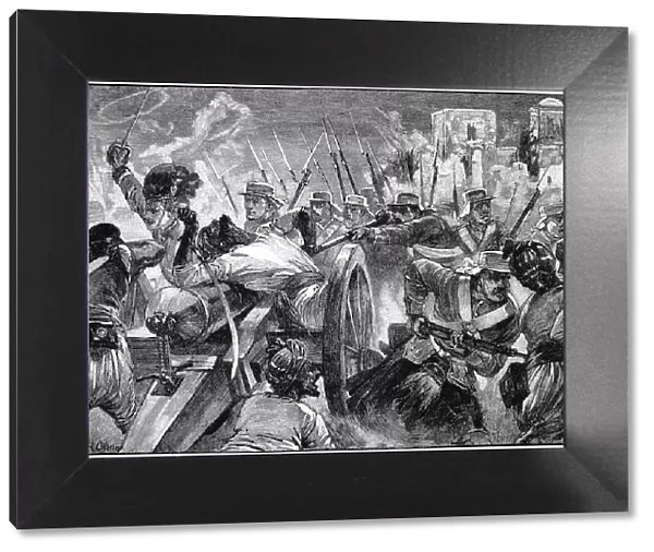 Highlanders capturing the mutineers guns at Cawnpore, Indian Mutiny, 16 July 1857 (c1895)