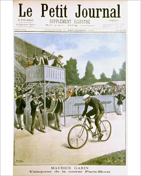 Maurice Garin winning the Paris-Brest cycle race, 1901