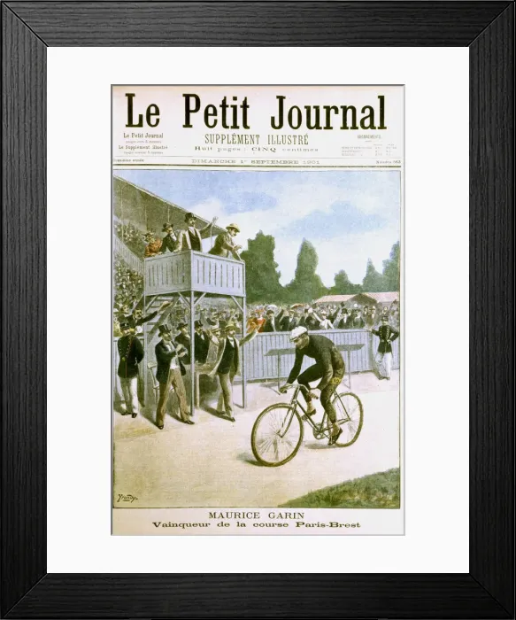 Framed Print : Maurice Garin winning the Paris-Brest cycle race, 1901 Framed Print : Maurice Garin winning the Paris-Brest cycle race, 1901