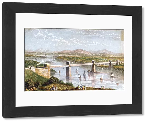 Britannia Tubular Bridge over Menai Straits, Wales, c1850s