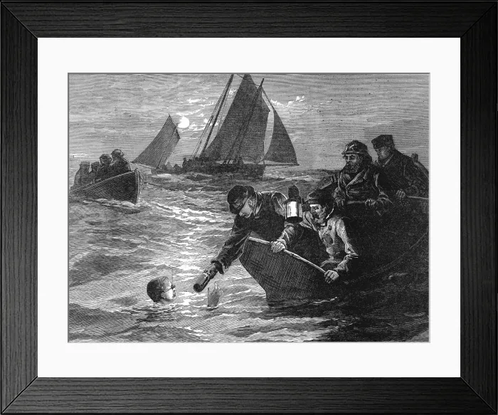 Framed Print : Captain Matthew Webb, the first man to swim the English Channel, 1875 Framed Print : Captain Matthew Webb, the first man to swim the English Channel, 1875