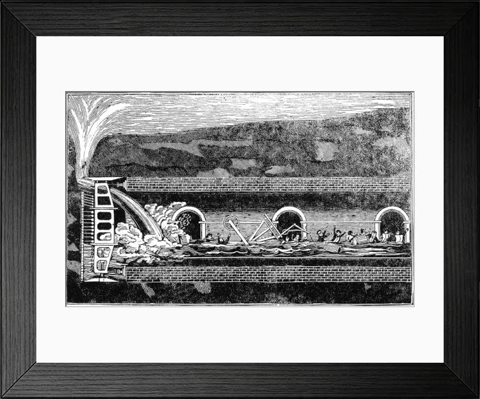 Framed Print : Flooding during the excavation of the Thames Tunnel, London, 1828 (1836) Framed Print : Flooding during the excavation of the Thames Tunnel, London, 1828 (1836)