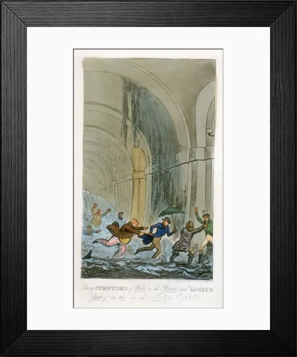 Framed Print : Flooding during the excavation of the Thames Tunnel, London, 1828 Framed Print : Flooding during the excavation of the Thames Tunnel, London, 1828