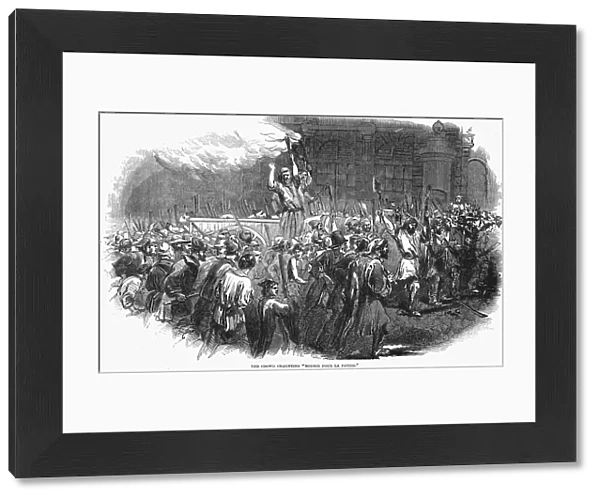 Chanting crowd in front of the Foreign Ministry, The July Revolution, France, February 1848