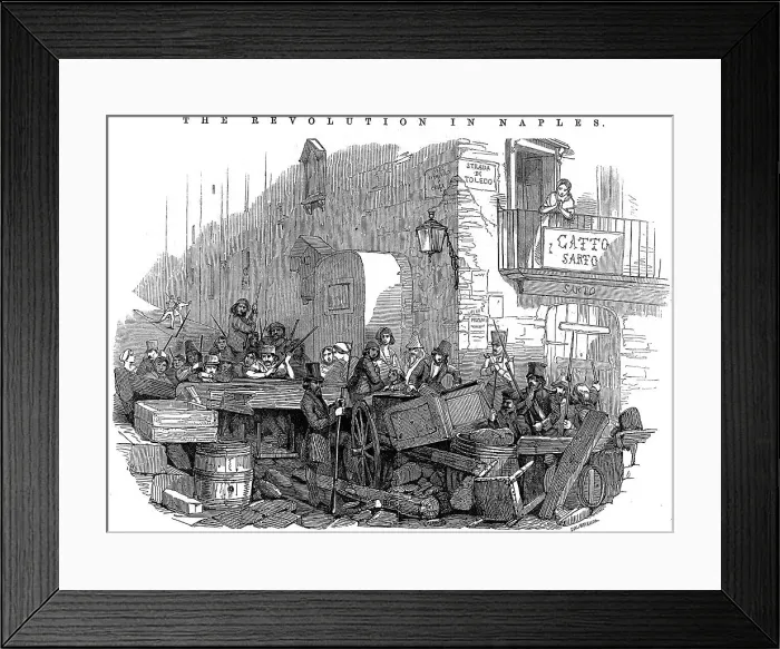 Framed Print : Barricade in the Strada di Toledo just before the attack, Revolution in Naples, 15 May 1848 Framed Print : Barricade in the Strada di Toledo just before the attack, Revolution in Naples, 15 May 1848
