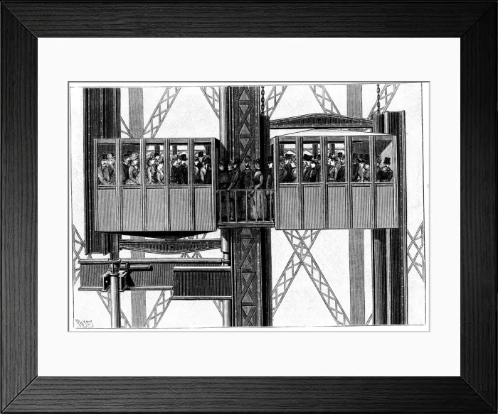 Framed Print : Leon Edouxs elevators (lifts) at the Eiffel Tower, Paris, 1889 Framed Print : Leon Edouxs elevators (lifts) at the Eiffel Tower, Paris, 1889