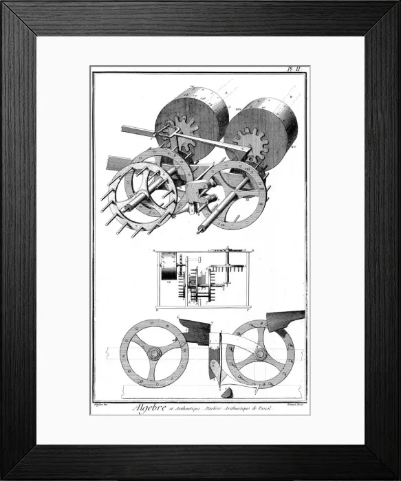 Framed Print : Pascals digital counting machine of 1642, 1751-1780 Framed Print : Pascals digital counting machine of 1642, 1751-1780