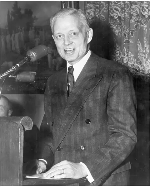 Sherman Adams (1899-1986), American politician delivering a speech
