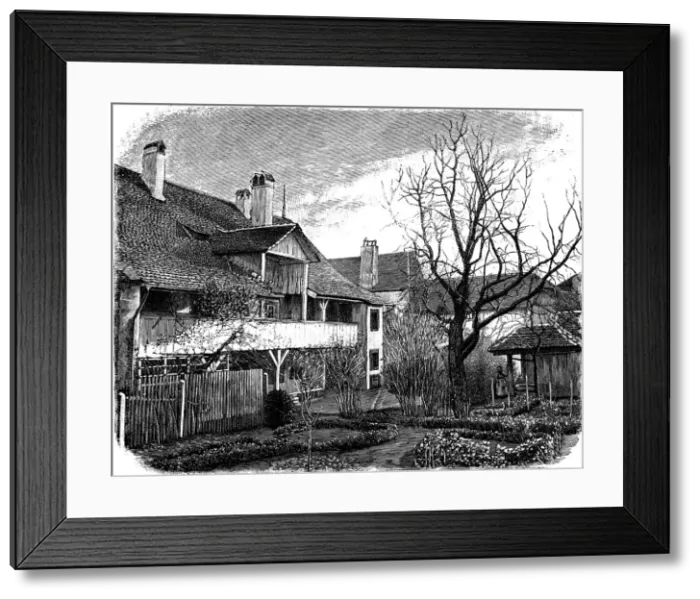 Framed Print : Birthplace of the glaciologist Louis Agassiz, Motiers, Switzerland, 1885 Framed Print : Birthplace of the glaciologist Louis Agassiz, Motiers, Switzerland, 1885
