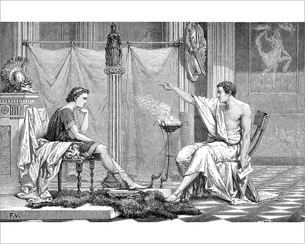 Alexander the Great (356-323 BC) as a youth, listening to his tutor Aristotle, c1875