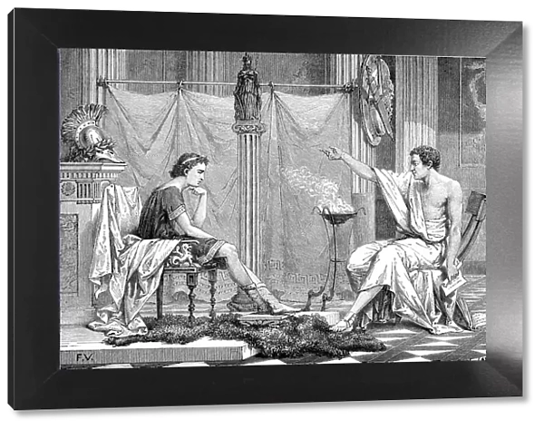 Alexander the Great (356-323 BC) as a youth, listening to his tutor Aristotle, c1875
