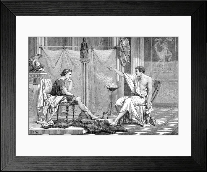 Framed Print : Alexander the Great (356-323 BC) as a youth, listening to his tutor Aristotle, c1875 Framed Print : Alexander the Great (356-323 BC) as a youth, listening to his tutor Aristotle, c1875
