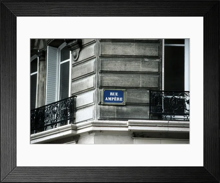 Framed Print : Street sign, Rue Ampere, Paris, France